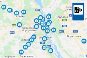 Карта камер видеофиксации скорости Киев Украина