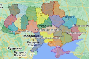 Карта Украины по областям