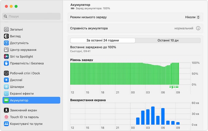 Ознаки того що акумулятор Macbook потребує заміни